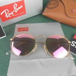 Ray-Ban Round Flash Lenses Series Beauty Sunglasses Pink RB3447 🎄B12